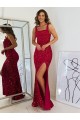 Wholesale Burgundy Sheath Square Neck Long Prom Dress Canada