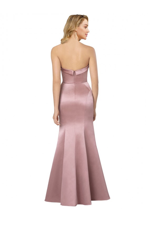 Wholesale Low Back Light Sky Blue Sheath Strapless Long Prom Dress Canada