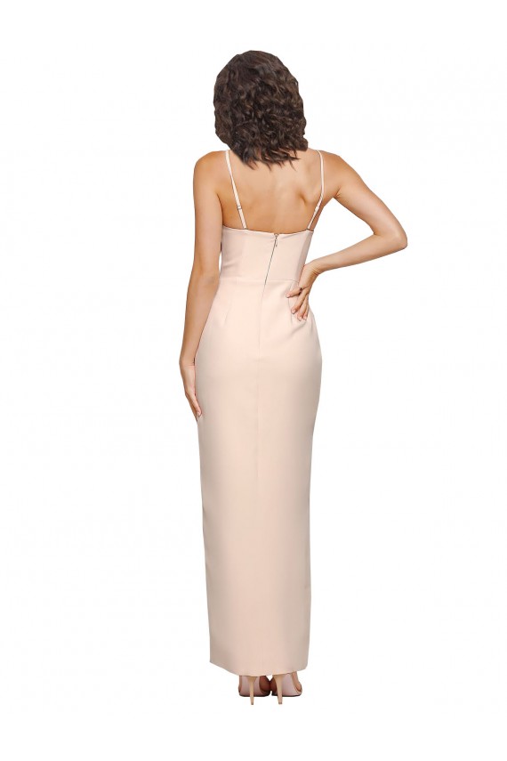Wholesale Nude Sheath Strapless Long Stretch Crepe Prom Dress Canada