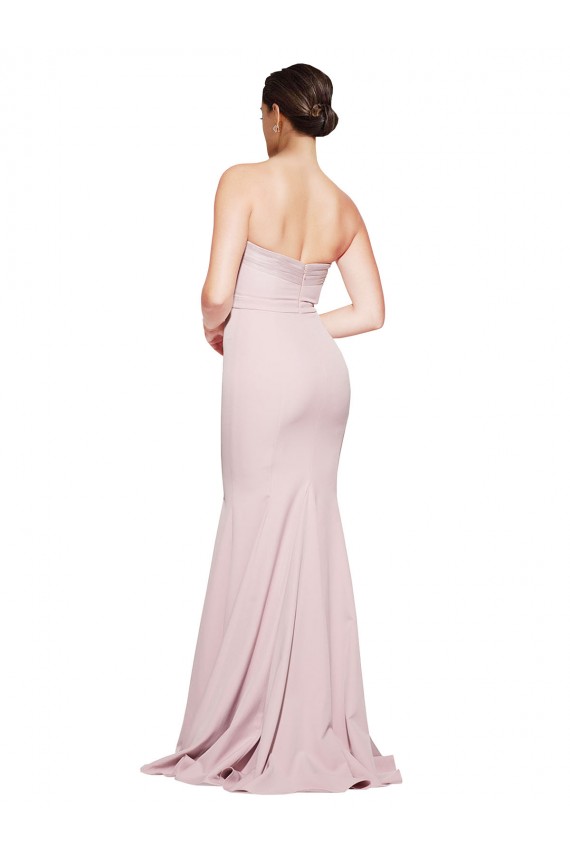 Wholesale Low Back Mauve Sheath Strapless Sweep Train Prom Dress Canada