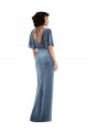 Wholesale Open Back Dusty Blue Sheath Long Prom Dress Canada