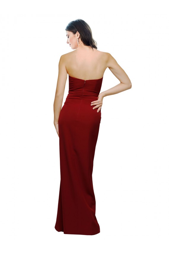 Wholesale Low Back Burgundy Sheath Sweetheart Long Prom Dress Canada