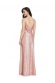 Wholesale Low Back Rose Gold Sheath V-Neck Long Prom Dress Canada
