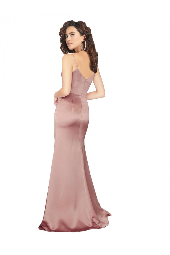 Wholesale V-Back Dusty Pink Sheath V-Neck Long Black Tie Prom Dress Canada