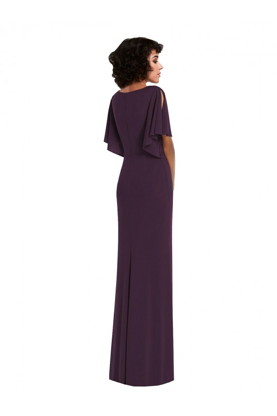 Wholesale Grape Sheath V-Neck Long Prom Dress Canada