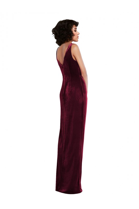 Wholesale Burgundy Sheath V-Neck Long Prom Dress Canada