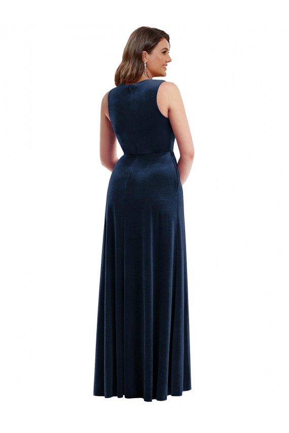 Wholesale Dark Navy Sheath V-Neck Long Plus Size Formal Prom Dress Canada