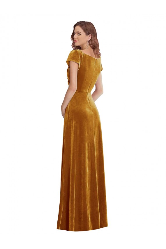 Wholesale Gold Sheath V-Neck Long Prom Dress Canada