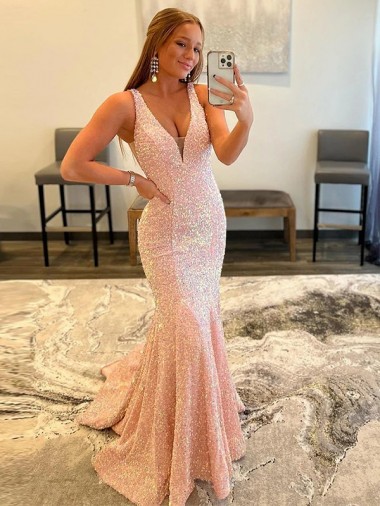 Wholesale Sheath V-Neck Sweep Train Prom Dress Canada