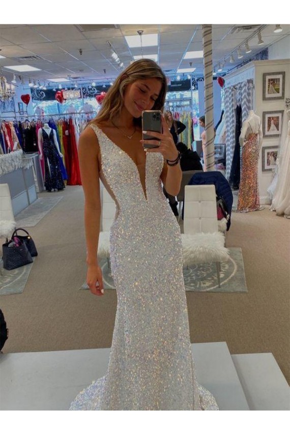 Wholesale Sheath V-Neck Sweep Train Prom Dresses Canada