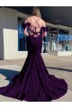 Wholesale Plum Purple Sheath V-Neck Court Train Prom Dress Canada