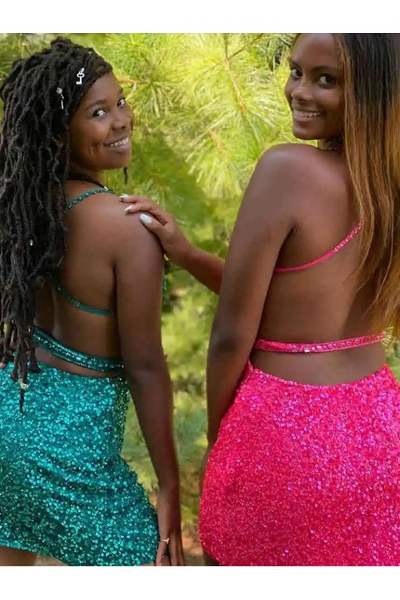 Wholesale Dark Green Sheath V-Neck Short Prom Dress Canada