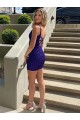 Wholesale Royal Blue Sheath V-Neck Short Prom Dress Canada