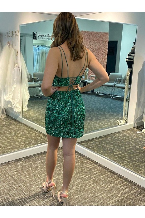 Wholesale Shamrock Green Sheath V-Neck Short Prom Dress Canada