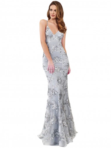 Wholesale Open Back Silver Mermaid High Neck Long Prom Dress Canada