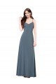 Wholesale Low Back Slate Grey A-Line V-Neck Long Prom Dress Canada