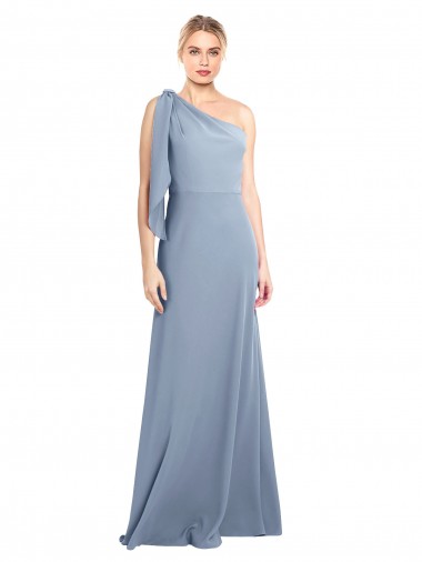 Wholesale Smoke Blue Sheath One Shoulder Long Prom Dress Canada