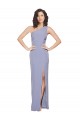 Wholesale Smoke Blue Sheath One Shoulder Long Stretch Crepe Prom Dress Canada