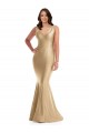 Wholesale V-Back Soft Gold Mermaid V-Neck Long Plus Size Formal Prom Dress Canada