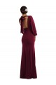 Wholesale Burgundy Gold Trumpet Bateau Neck Long Stretch Crepe Prom Dress Canada