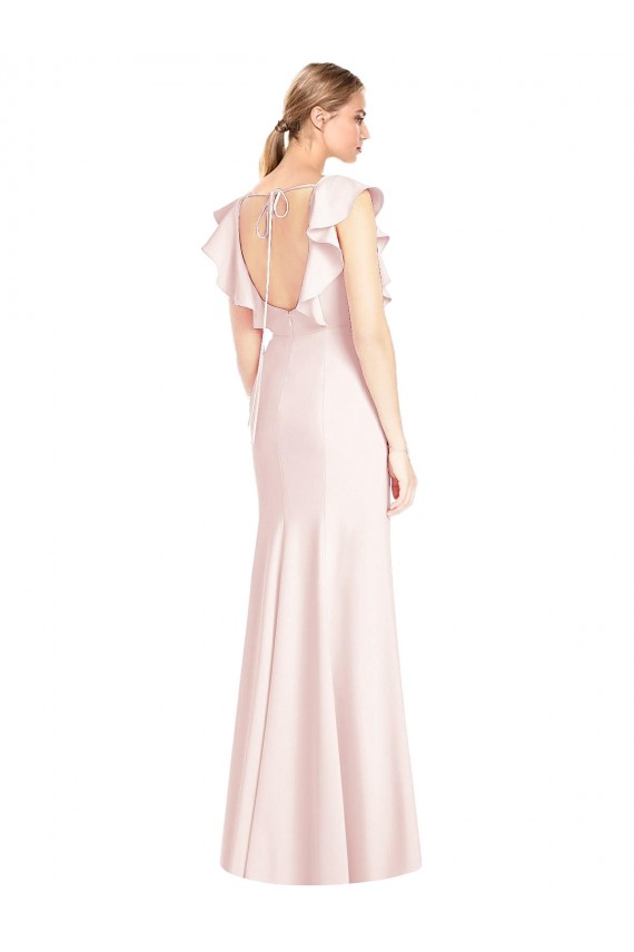 Wholesale Open Back Pink Trumpet Bateau Neck Long Prom Dress Canada
