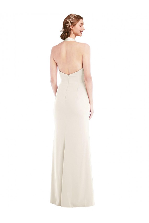 Wholesale Low Back Ivory Trumpet Halter Neck Long Prom Dress Canada