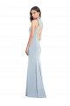 Wholesale Light Sky Blue Trumpet Bow Neck Long Stretch Crepe Prom Dress Canada