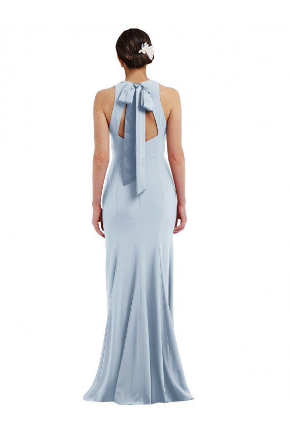 Wholesale Open Back Light Sky Blue Trumpet Jewel Neck Long Prom Dress Canada