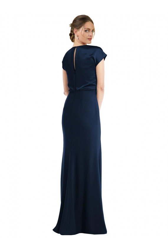 Wholesale Keyhole Back Dark Navy Trumpet Off the Shoulder Long Prom Dress Canada