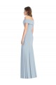 Wholesale Light Sky Blue Trumpet Off the Shoulder Long Stretch Crepe Prom Dress Canada
