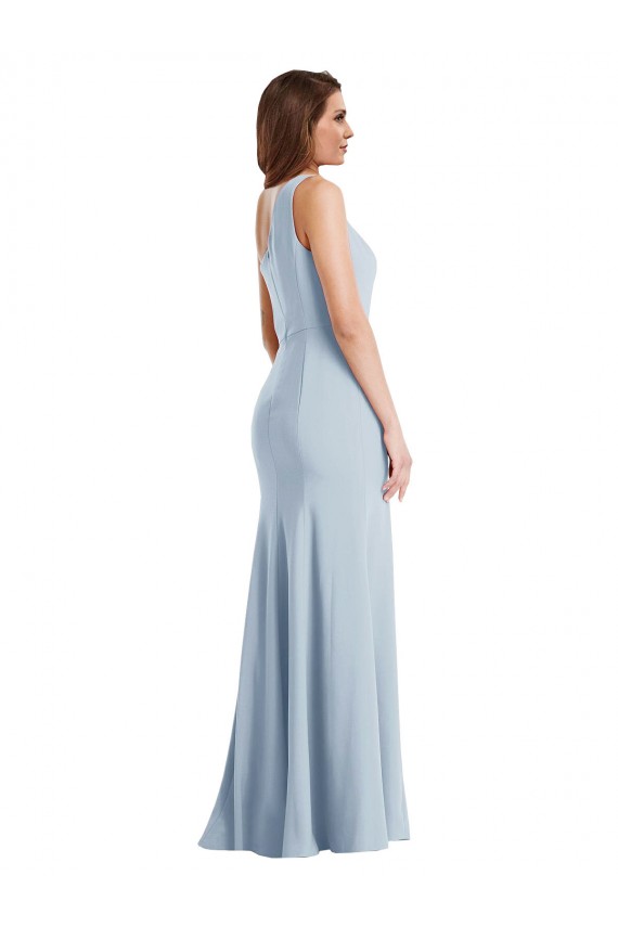 Wholesale Light Sky Blue Trumpet One Shoulder Long Stretch Crepe Prom Dress Canada