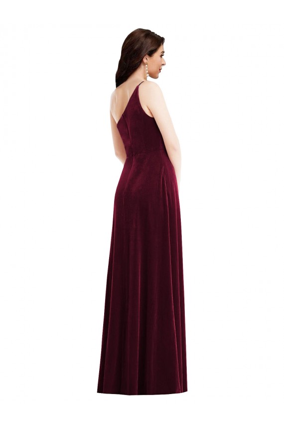 Wholesale Burgundy Trumpet One Shoulder Long Black Tie Prom Dress / Prom Dress Canada