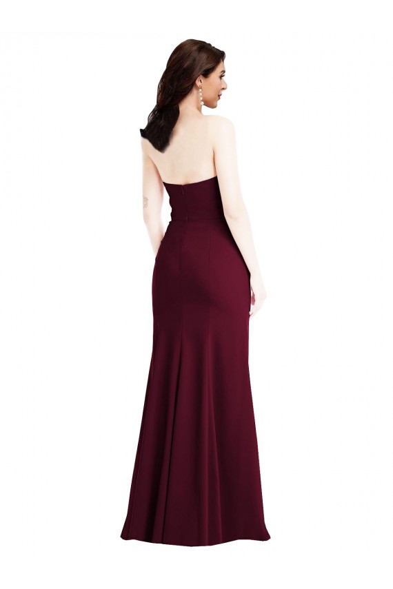 Wholesale Burgundy Gold Trumpet Strapless Long Prom Dress Canada
