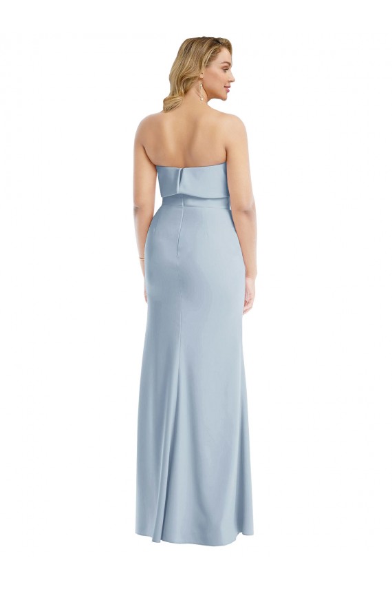 Wholesale Light Sky Blue Trumpet Strapless Long Stretch Crepe Prom Dress Canada