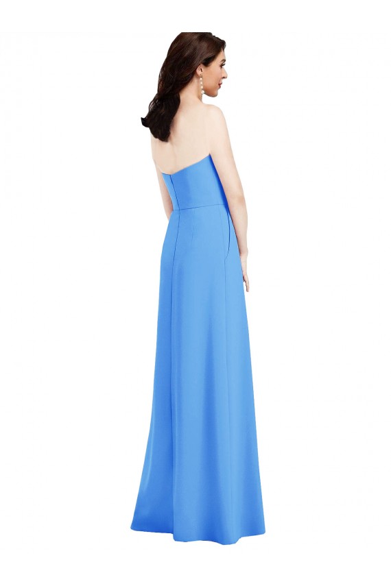 Wholesale Low Back Peacock Blue Trumpet Strapless Long Prom Dress Canada