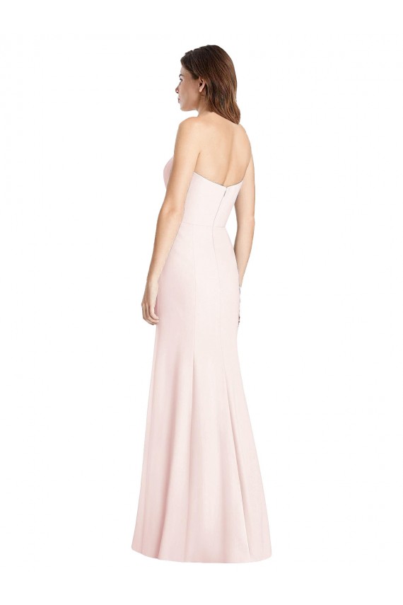 Wholesale Low Back Pink Trumpet Strapless Long Prom Dress Canada