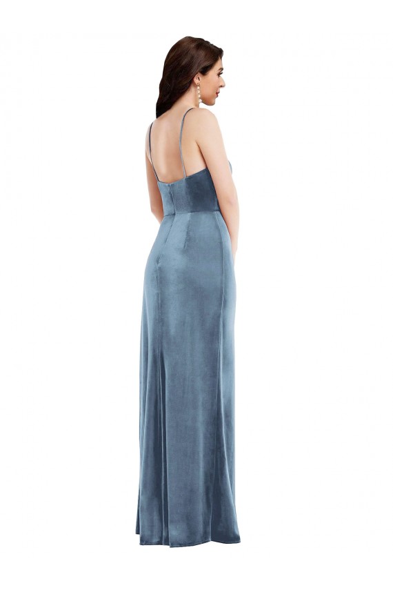 Wholesale Low Back Dusty Blue Trumpet Sweetheart Long Prom Dress Canada