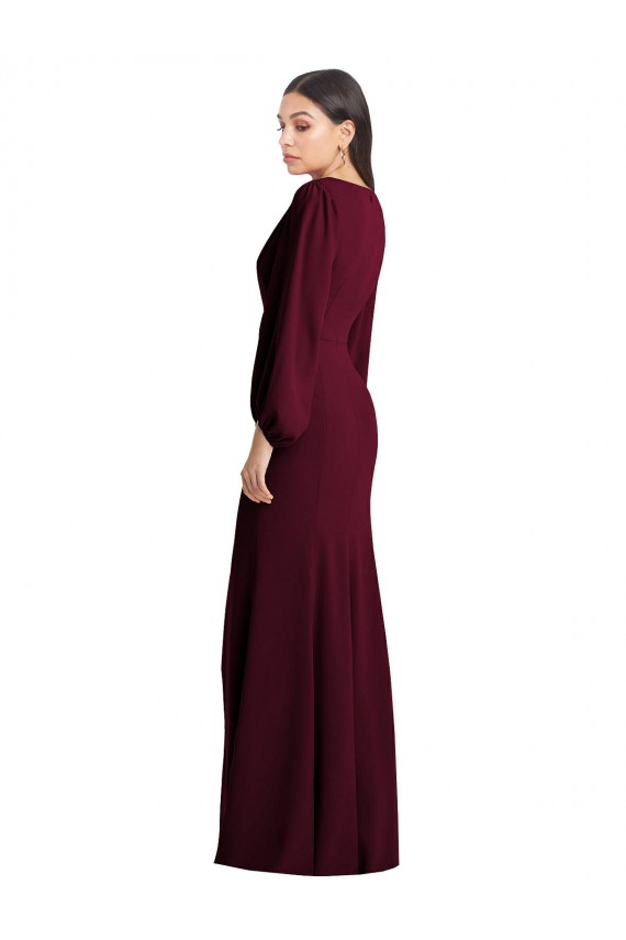 Wholesale Burgundy Gold Trumpet V-Neck Long Prom Dress Canada