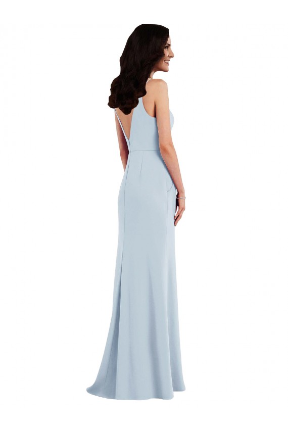 Wholesale Light Sky Blue Trumpet Spaghetti Straps Long Stretch Crepe Prom Dress Canada