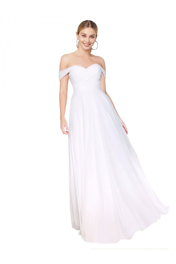 Wholesale White A-Line High Neck Long Prom Dress Canada