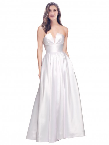 Wholesale Low Back White A-Line Strapless Long Prom Dress Canada