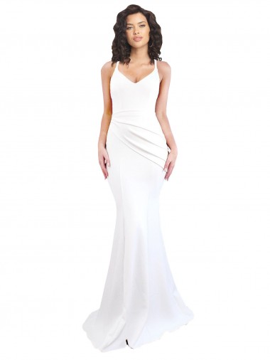 Wholesale Low Back White Mermaid High Neck Long Black Tie Prom Dress Canada