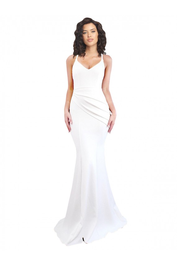Wholesale Low Back White Mermaid High Neck Long Black Tie Prom Dress Canada