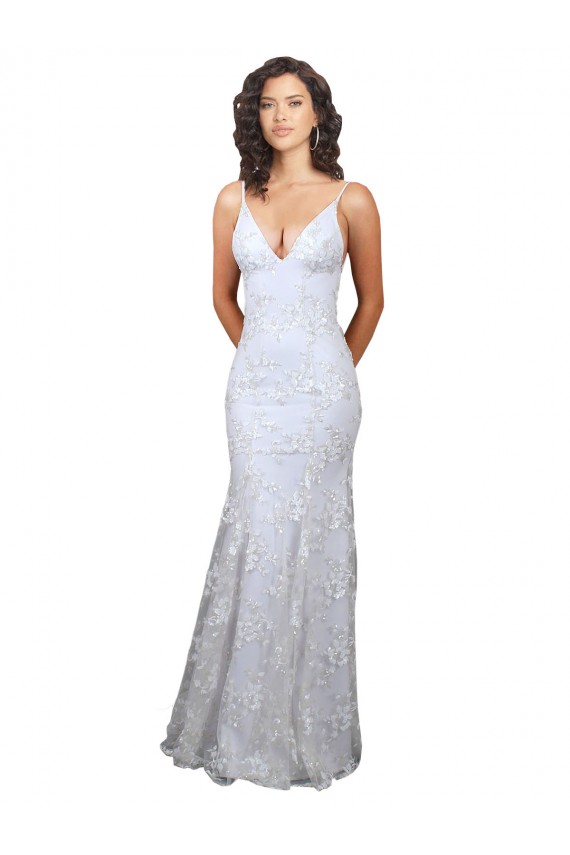 Wholesale Open Back White Mermaid High Neck Long Prom Dress Canada
