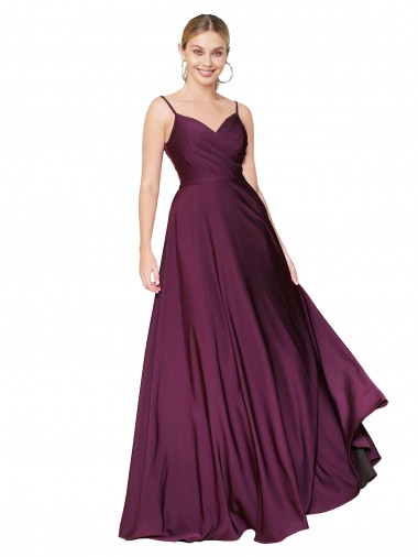 Wholesale V-Back Wild Berry A-Line High Neck Long Prom Dress Canada
